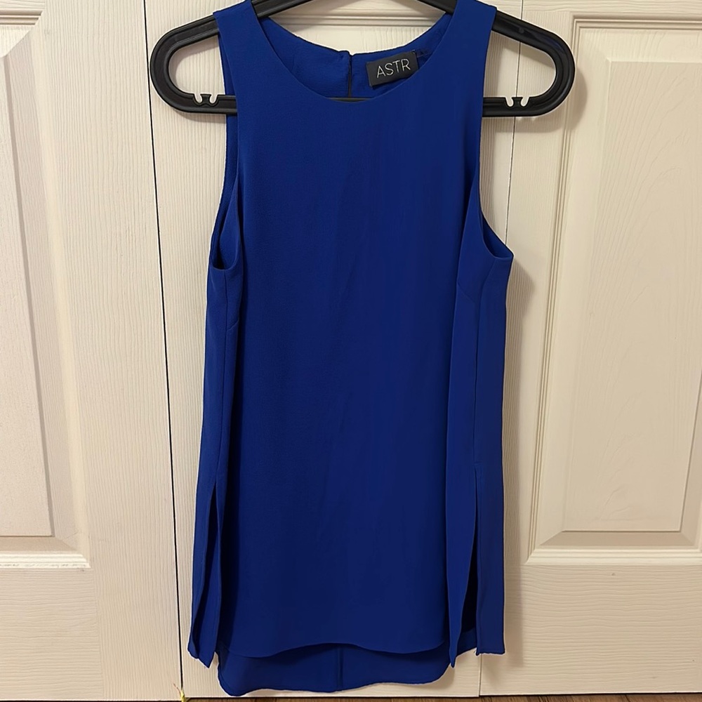 Astr blue sleeveless top with slits size xsmall